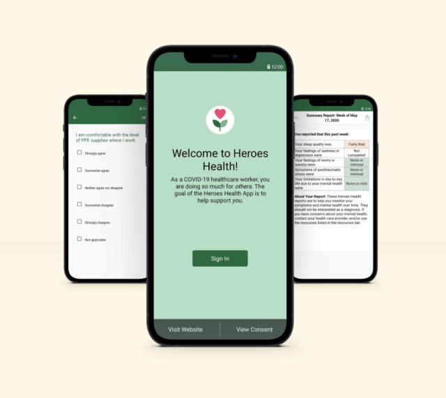 Heroes Health App Screens showing user interface